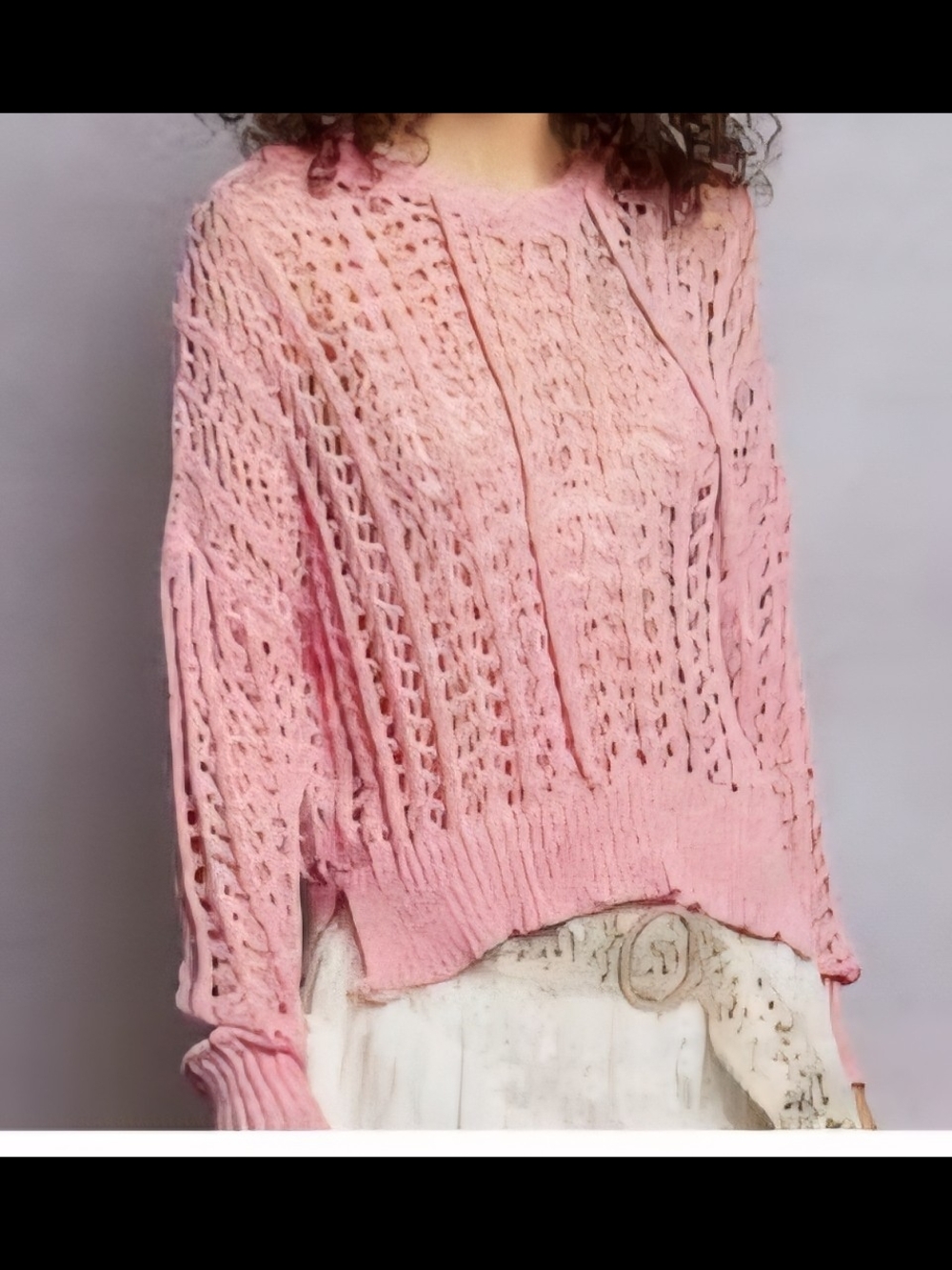 POL Women's Pink Open-Knit Sweater
